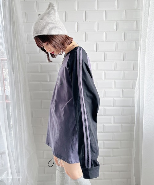 √nuage(ルートニュアージュ)の「ライン袖ラグランロングスリーブTシャツ(Tシャツ/カットソー・レディース・グレー/ホワイト・FREE)」の15枚目の写真