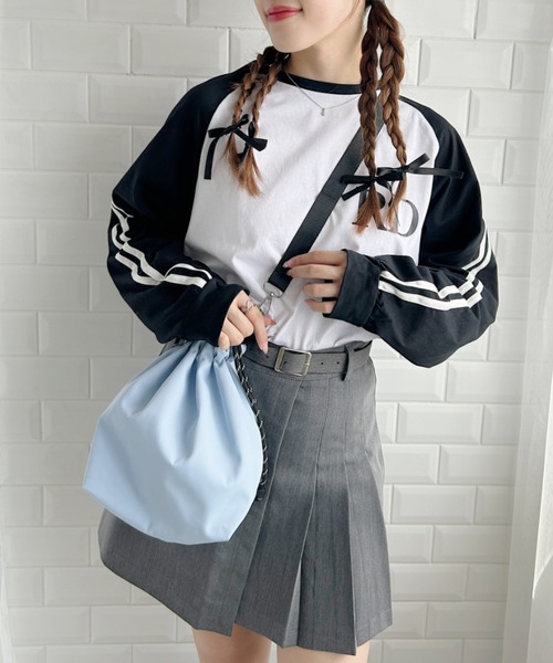 √nuage(ルートニュアージュ)の「ライン袖ラグランロングスリーブTシャツ(Tシャツ/カットソー・レディース・グレー/ホワイト・FREE)」の11枚目の写真