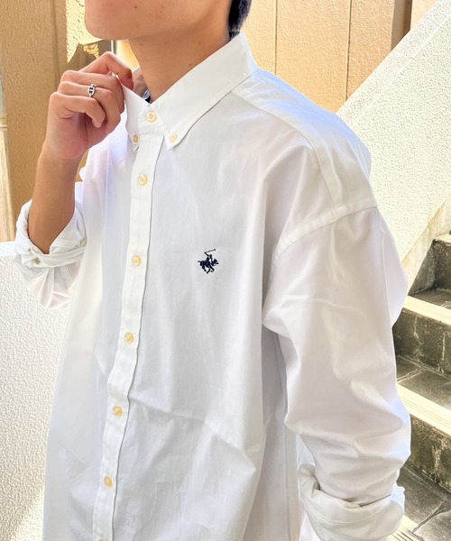 BEVERLY HILLS POLO CLUB(ビバリーヒルズポロクラブ)の「【 BEVERLY HILLS POLO CLUB / ビバリー ヒルズ ポロ クラブ 】 ツイルピーチ ワンポイント刺繍 ボタンダウンシャツ MNY 3878-6020(シャツ/ブラウス・レディース・その他2/グリーン系その他/ホワイト/イエロー系その他/その他1/ブラック系その他/ネイビー/ホワイト系その他/ベージュ・LARGE/X-LARGE/MEDIUM)」の2枚目の写真