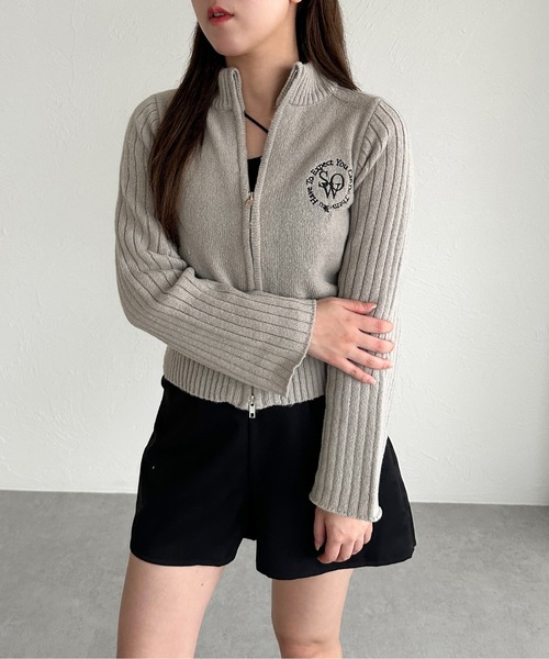 apres jour mignon（アプレジュールミニョン）の「ダブルZIPカーディガン【ZOZOTOWN限定アイテム】（カーディガン/ボレロ・レディース・ブラック/グレイッシュベージュ/ナチュラル/ブルー/グリーン・フリー/X-LARGE）」の21枚目の写真