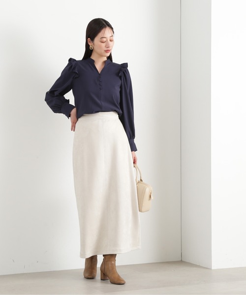 N.（N. Natural Beauty Basic）（エヌエヌナチュラルビューティーベーシック）の「【S Size Line】◆フェイクスウェードセミＡラインスカート（スカート・レディース・グレー/オフホワイト/チャコール・SMALL/MEDIUM）」の6枚目の写真