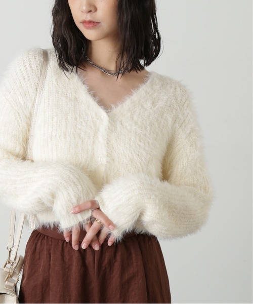 FREE'S MART（フリーズマート）の「◆[WEB限定］フェザーショート丈カーディガン（カーディガン/ボレロ・レディース・ブルー/ラベンダー/グリーン/ネイビー/オフホワイト・FREE）」の8枚目の写真