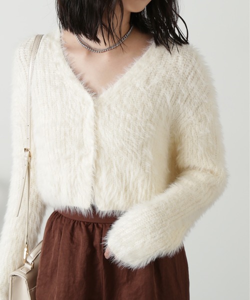 FREE'S MART（フリーズマート）の「◆[WEB限定］フェザーショート丈カーディガン（カーディガン/ボレロ・レディース・ブルー/ラベンダー/グリーン/ネイビー/オフホワイト・FREE）」の9枚目の写真