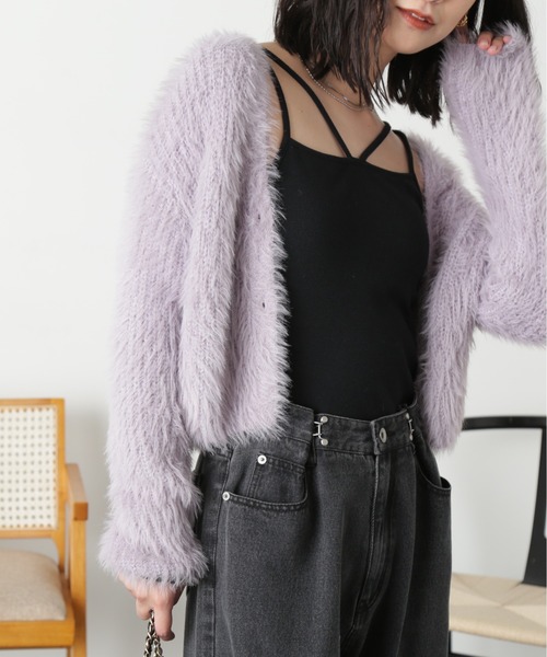 FREE'S MART（フリーズマート）の「◆[WEB限定］フェザーショート丈カーディガン（カーディガン/ボレロ・レディース・ブルー/ラベンダー/グリーン/ネイビー/オフホワイト・FREE）」の22枚目の写真