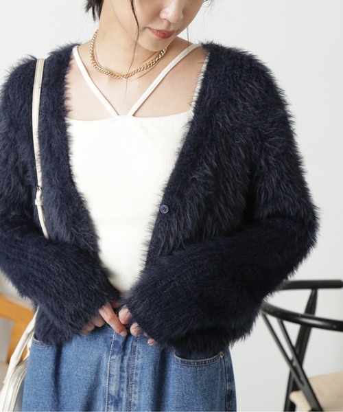 FREE'S MART（フリーズマート）の「◆[WEB限定］フェザーショート丈カーディガン（カーディガン/ボレロ・レディース・ブルー/ラベンダー/グリーン/ネイビー/オフホワイト・FREE）」の15枚目の写真