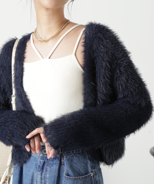 FREE'S MART（フリーズマート）の「◆[WEB限定］フェザーショート丈カーディガン（カーディガン/ボレロ・レディース・ブルー/ラベンダー/グリーン/ネイビー/オフホワイト・FREE）」の17枚目の写真