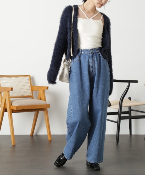 FREE'S MART（フリーズマート）の「◆[WEB限定］フェザーショート丈カーディガン（カーディガン/ボレロ・レディース・ブルー/ラベンダー/グリーン/ネイビー/オフホワイト・FREE）」の18枚目の写真