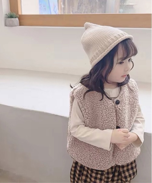 Bambin（ボンバン）の「【 Bambin / ボンバン 】 もこもこ ボア フリース ベスト（ベスト・キッズ・ダークブラウン/ブラック/アイボリー/アッシュブラウン・M/L）」の4枚目の写真