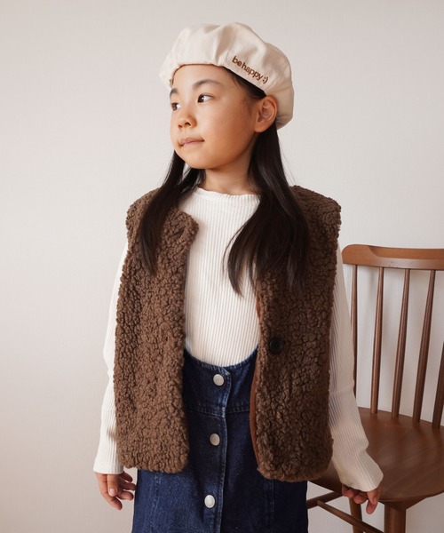 Bambin（ボンバン）の「【 Bambin / ボンバン 】 もこもこ ボア フリース ベスト（ベスト・キッズ・ダークブラウン/ブラック/アイボリー/アッシュブラウン・M/L）」の5枚目の写真