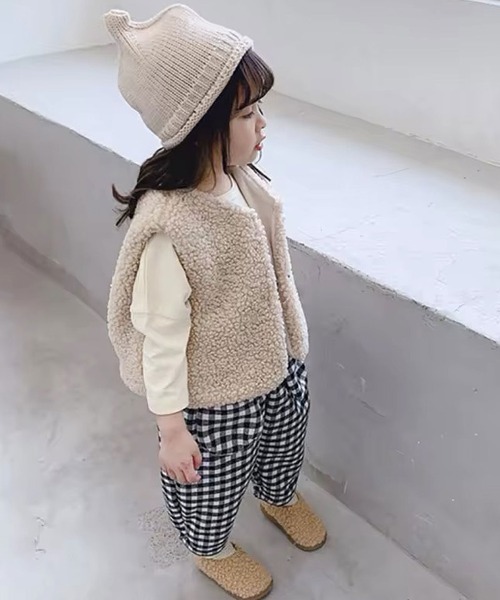 Bambin（ボンバン）の「【 Bambin / ボンバン 】 もこもこ ボア フリース ベスト（ベスト・キッズ・ダークブラウン/ブラック/アイボリー/アッシュブラウン・M/L）」の18枚目の写真