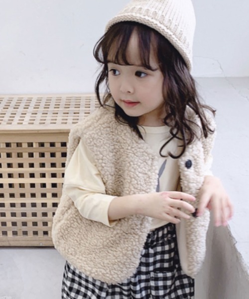 Bambin（ボンバン）の「【 Bambin / ボンバン 】 もこもこ ボア フリース ベスト（ベスト・キッズ・ダークブラウン/ブラック/アイボリー/アッシュブラウン・M/L）」の17枚目の写真