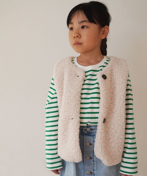 Bambin（ボンバン）の「【 Bambin / ボンバン 】 もこもこ ボア フリース ベスト（ベスト・キッズ・ダークブラウン/ブラック/アイボリー/アッシュブラウン・M/L）」の19枚目の写真