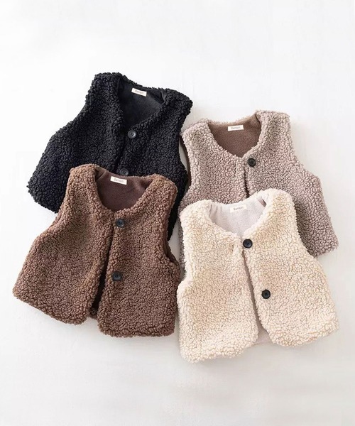 Bambin（ボンバン）の「【 Bambin / ボンバン 】 もこもこ ボア フリース ベスト（ベスト・キッズ・ダークブラウン/ブラック/アイボリー/アッシュブラウン・M/L）」の11枚目の写真