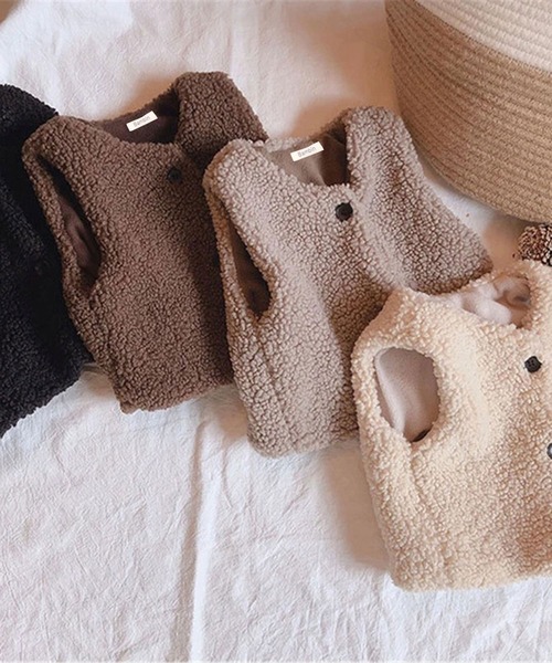 Bambin（ボンバン）の「【 Bambin / ボンバン 】 もこもこ ボア フリース ベスト（ベスト・キッズ・ダークブラウン/ブラック/アイボリー/アッシュブラウン・M/L）」の16枚目の写真