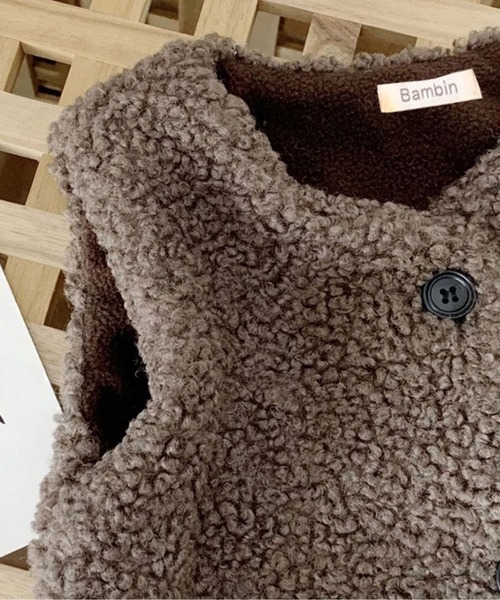 Bambin（ボンバン）の「【 Bambin / ボンバン 】 もこもこ ボア フリース ベスト（ベスト・キッズ・ダークブラウン/ブラック/アイボリー/アッシュブラウン・M/L）」の15枚目の写真