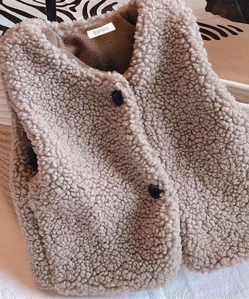 Bambin（ボンバン）の「【 Bambin / ボンバン 】 もこもこ ボア フリース ベスト（ベスト・キッズ・ダークブラウン/ブラック/アイボリー/アッシュブラウン・M/L）」の12枚目の写真