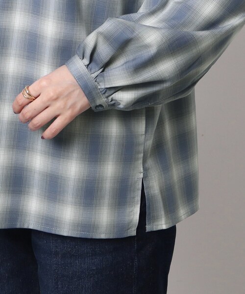 SHOO・LA・RUE（シューラルー）の「◆華奢見え フリルハイネック チェックブラウス（シャツ/ブラウス・レディース・ブラウン系2/ブルー系6・04/03/02）」の13枚目の写真