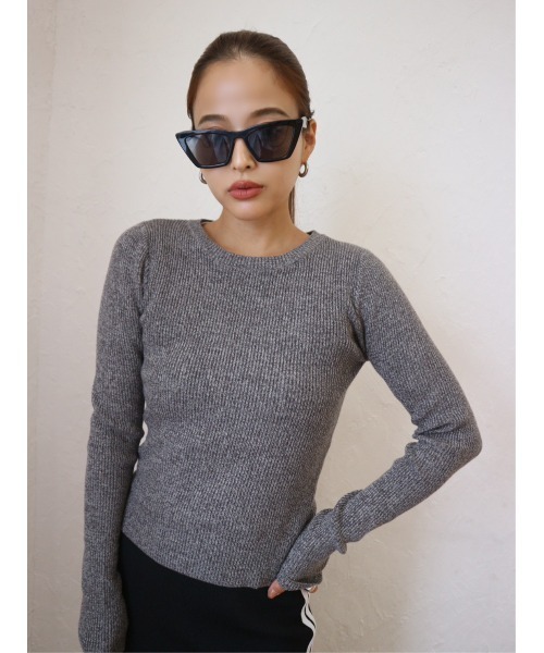 TRUNC（トランクエイティーエイト）の「Rib Crew Neck Hether Knit（ニット/セーター・レディース・チャコールグレー/グレー・FREE）」の6枚目の写真