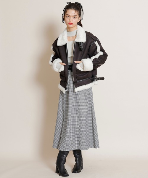 REDYAZEL（レディアゼル）の「ムートンジャケット（ムートンコート・レディース・ベージュ/ブラック/カーキ・FREE）」の12枚目の写真