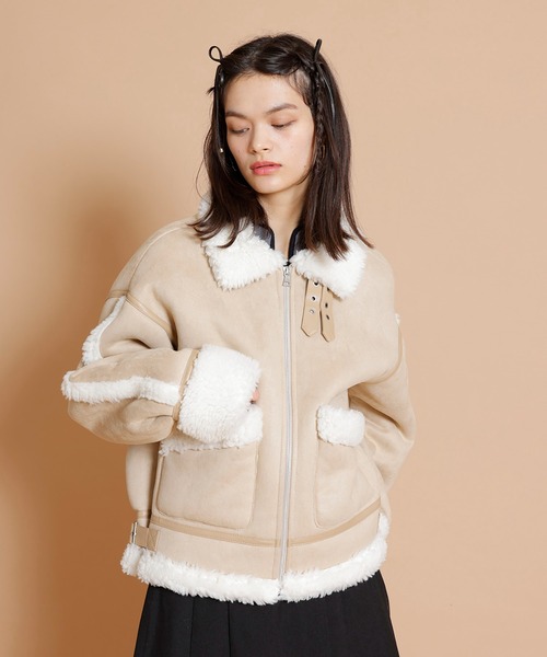 REDYAZEL（レディアゼル）の「ムートンジャケット（ムートンコート・レディース・ベージュ/ブラック/カーキ・FREE）」の17枚目の写真