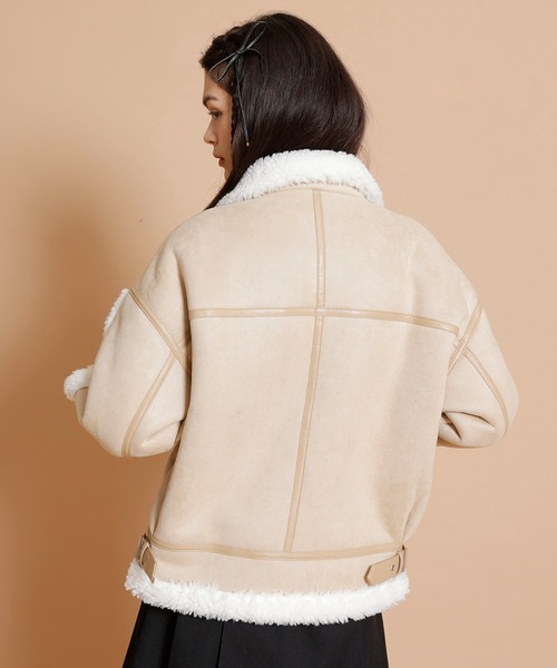 REDYAZEL（レディアゼル）の「ムートンジャケット（ムートンコート・レディース・ベージュ/ブラック/カーキ・FREE）」の5枚目の写真