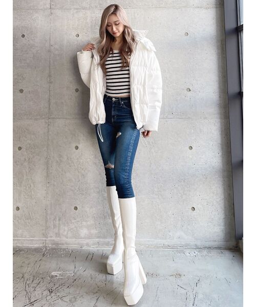 GYDA（ジェイダ）の「ミディダウンコート（ダウンジャケット/コート・レディース・オフホワイト/ブラック・FREE）」の18枚目の写真