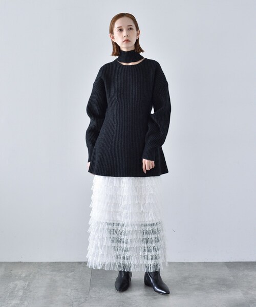 CODE A（コードエー）の「◆neck cutting knit（ニット/セーター・レディース・パープル/ダークグレー/オフホワイト・00）」の18枚目の写真
