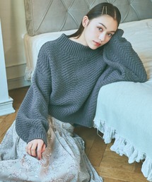 mysty woman | ヘリンボーン柄編みニット 990905(ニット/セーター)