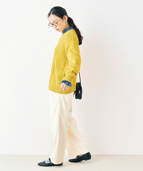 and myera(アンド マイラ)の「and myera ワイドなスラックス(スラックス・レディース・アイボリー/グレー・64/61/67/70/58/73)」の8枚目の写真