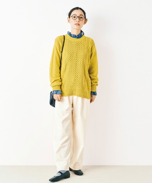 and myera(アンド マイラ)の「and myera ワイドなスラックス(スラックス・レディース・アイボリー/グレー・64/61/67/70/58/73)」の7枚目の写真