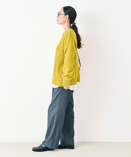 and myera(アンド マイラ)の「and myera ワイドなスラックス(スラックス・レディース・アイボリー/グレー・64/61/67/70/58/73)」の11枚目の写真