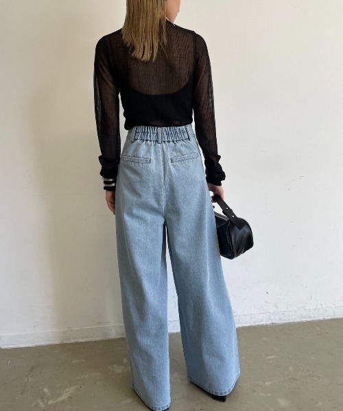AIC.（エーアイシー）の「ポケット2タックデニムワイドパンツ（デニムパンツ・レディース・ライトブルー・FREE）」の11枚目の写真