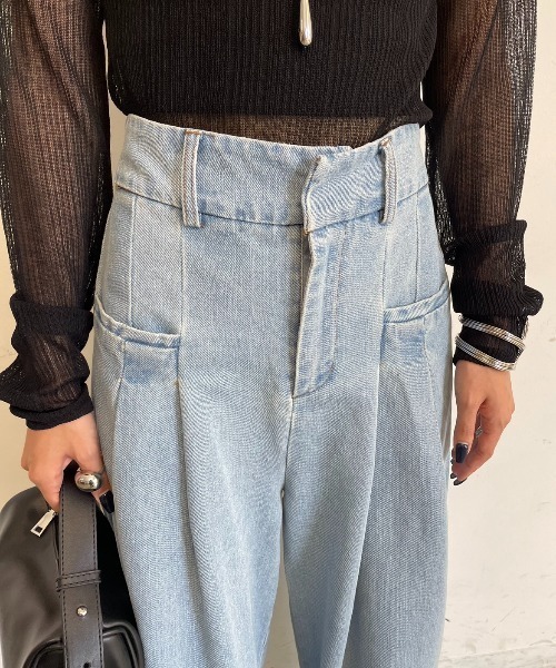 AIC.（エーアイシー）の「ポケット2タックデニムワイドパンツ（デニムパンツ・レディース・ライトブルー・FREE）」の12枚目の写真