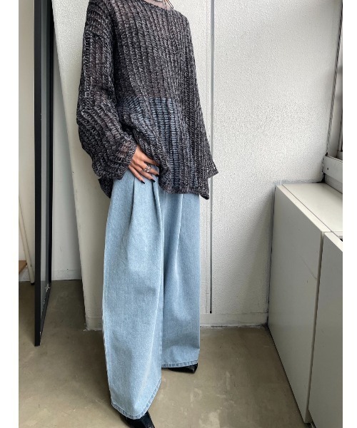 AIC.（エーアイシー）の「ポケット2タックデニムワイドパンツ（デニムパンツ・レディース・ライトブルー・FREE）」の22枚目の写真