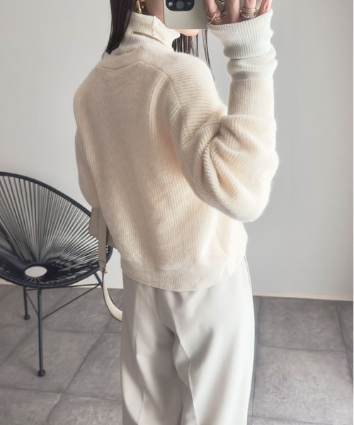 kirakiraShop（キラキラショップ）の「Vネック モヘア ニット カーディガン（カーディガン/ボレロ・レディース・ブラック/ブルー/オレンジ/グリーン/アイボリー・FREE）」の10枚目の写真