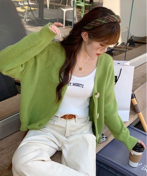 着用感の少ない美品】45Rかわいいコットンニットポロ☆センスの良い