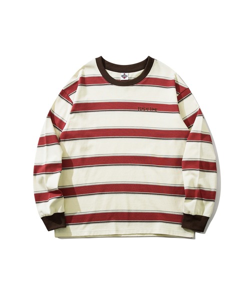 HOOK（フック）の「HOOK -original- ポップマーガレットプリントマルチボーダー長袖カットソー（Tシャツ/カットソー・メンズ・ブルー/ベージュ/ブラック/グリーン・M/L/XL）」の9枚目の写真