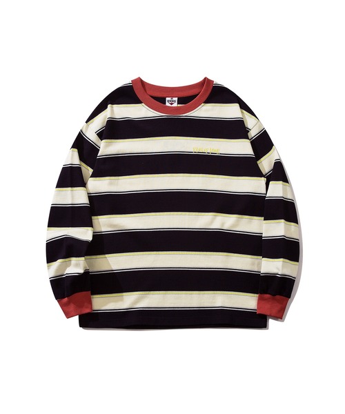 HOOK（フック）の「HOOK -original- ポップマーガレットプリントマルチボーダー長袖カットソー（Tシャツ/カットソー・メンズ・ブルー/ベージュ/ブラック/グリーン・M/L/XL）」の7枚目の写真