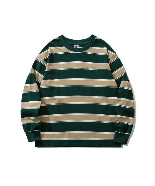 HOOK（フック）の「HOOK -original- ポップマーガレットプリントマルチボーダー長袖カットソー（Tシャツ/カットソー・メンズ・ブルー/ベージュ/ブラック/グリーン・M/L/XL）」の13枚目の写真