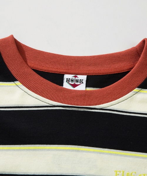 HOOK（フック）の「HOOK -original- ポップマーガレットプリントマルチボーダー長袖カットソー（Tシャツ/カットソー・メンズ・ブルー/ベージュ/ブラック/グリーン・M/L/XL）」の18枚目の写真