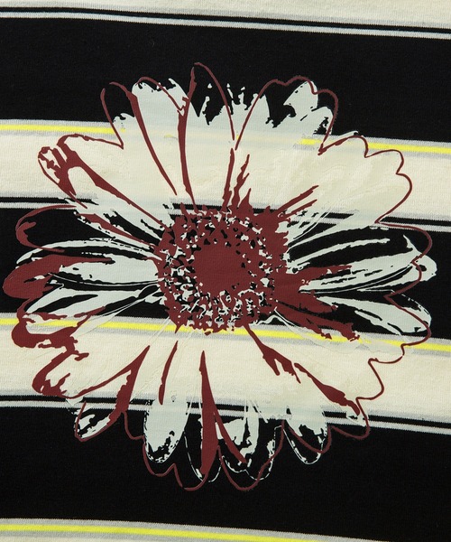 HOOK（フック）の「HOOK -original- ポップマーガレットプリントマルチボーダー長袖カットソー（Tシャツ/カットソー・メンズ・ブルー/ベージュ/ブラック/グリーン・M/L/XL）」の17枚目の写真