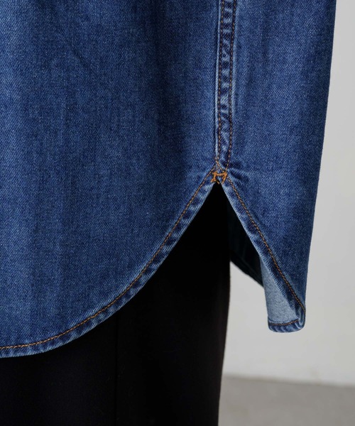 PUAL CE CIN（ピュアルセシン）の「ボーイフレンドデニムシャツ（シャツ/ブラウス・レディース・グレー/インディゴブルー・FREE）」の10枚目の写真