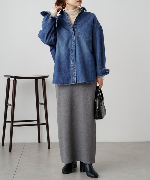PUAL CE CIN（ピュアルセシン）の「ボーイフレンドデニムシャツ（シャツ/ブラウス・レディース・グレー/インディゴブルー・FREE）」の15枚目の写真