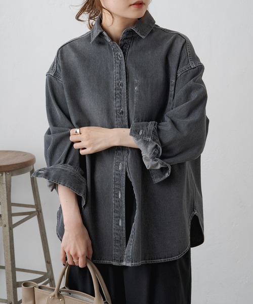 PUAL CE CIN（ピュアルセシン）の「ボーイフレンドデニムシャツ（シャツ/ブラウス・レディース・グレー/インディゴブルー・FREE）」の20枚目の写真