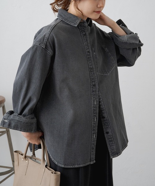 PUAL CE CIN（ピュアルセシン）の「ボーイフレンドデニムシャツ（シャツ/ブラウス・レディース・グレー/インディゴブルー・FREE）」の21枚目の写真