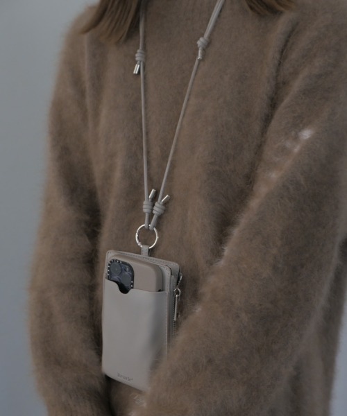 スマホショルダーバッグ / original phone shoulder bag フォンショルダー スマホケース スマホカバー ミニバッグ グレージュ ブラック（スマホグッズ）｜Reurie'（レウリィ）