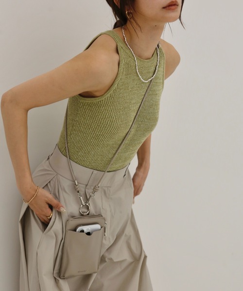 スマホショルダーバッグ / original phone shoulder bag フォンショルダー スマホケース スマホカバー ミニバッグ グレージュ ブラック（スマホグッズ）｜Reurie'（レウリィ）