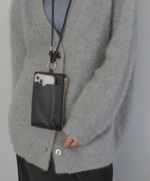 スマホショルダーバッグ / original phone shoulder bag フォンショルダー スマホケース スマホカバー ミニバッグ グレージュ ブラック（スマホグッズ）｜Reurie'（レウリィ）