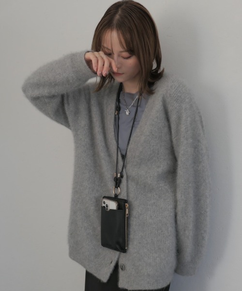 スマホショルダーバッグ / original phone shoulder bag フォンショルダー スマホケース スマホカバー ミニバッグ グレージュ ブラック（スマホグッズ）｜Reurie'（レウリィ）