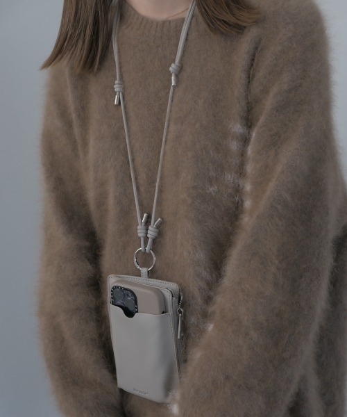 スマホショルダーバッグ / original phone shoulder bag フォンショルダー スマホケース スマホカバー ミニバッグ グレージュ ブラック（スマホグッズ）｜Reurie'（レウリィ）